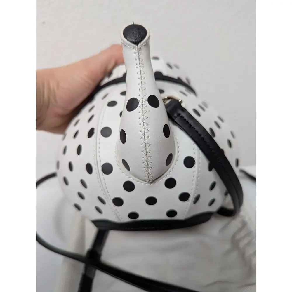Kate Spade Alice in Wonderland Teapot Party White Polka Dot Crossbody Bag NWOT